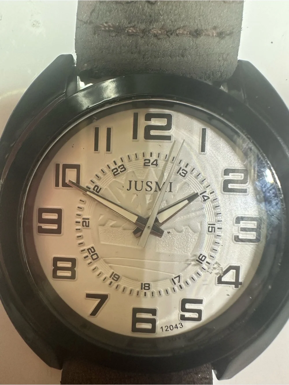 Men's Black Case Cream Dial Watch
